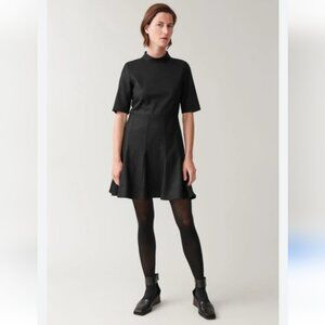 NWT COS | High neck fitted waist dress wool cashmere black sz 8